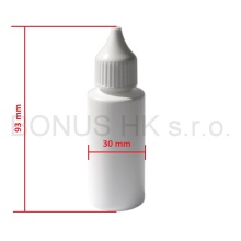 30ml bílá lahvička + kapací vložka + bílý uzávěr