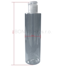 250 ml čirá lahvička + uzávěr flip top